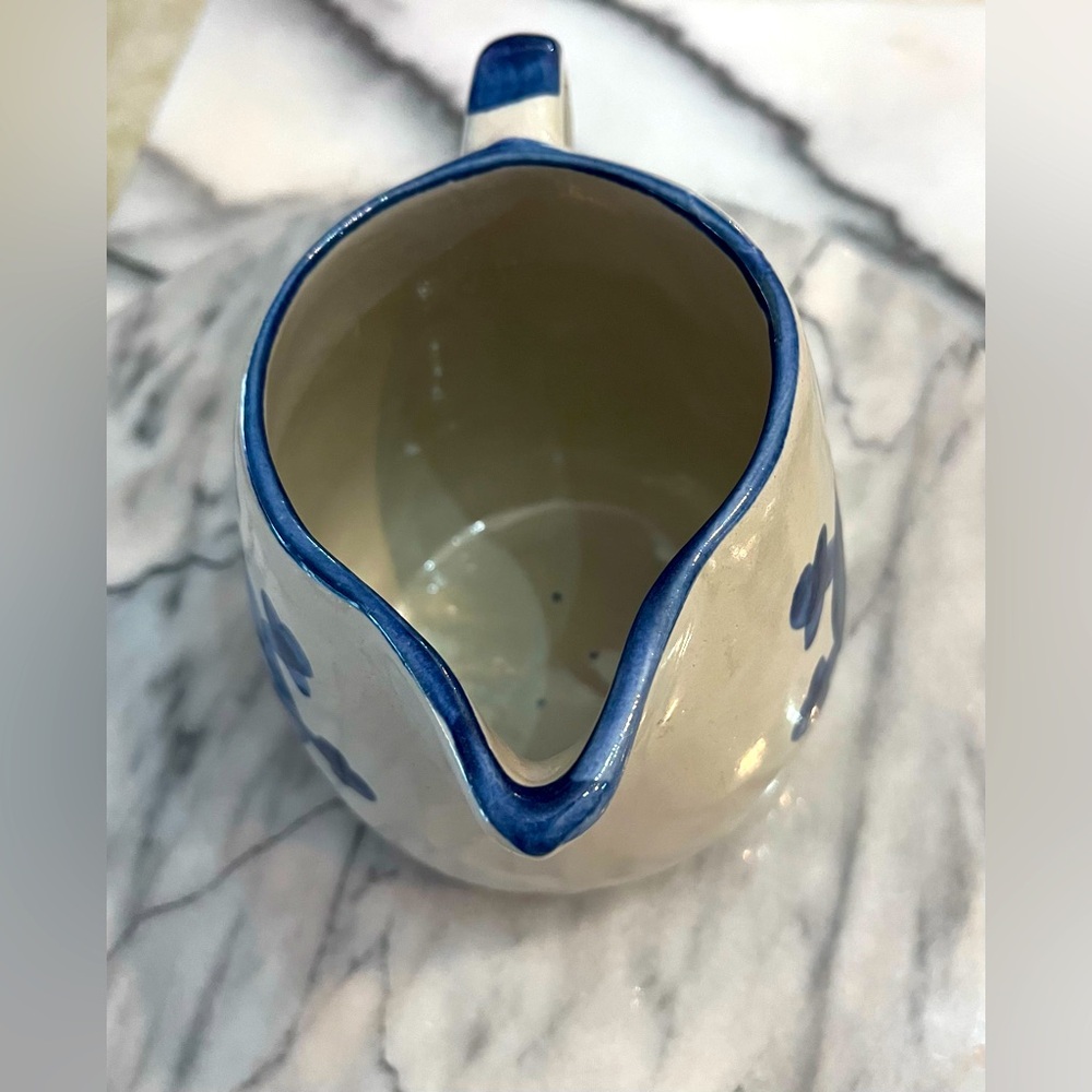 Louisville Stoneware Pottery Pitcher Blue At the Helm Steering Wheel Nautical - Picture 6 of 12